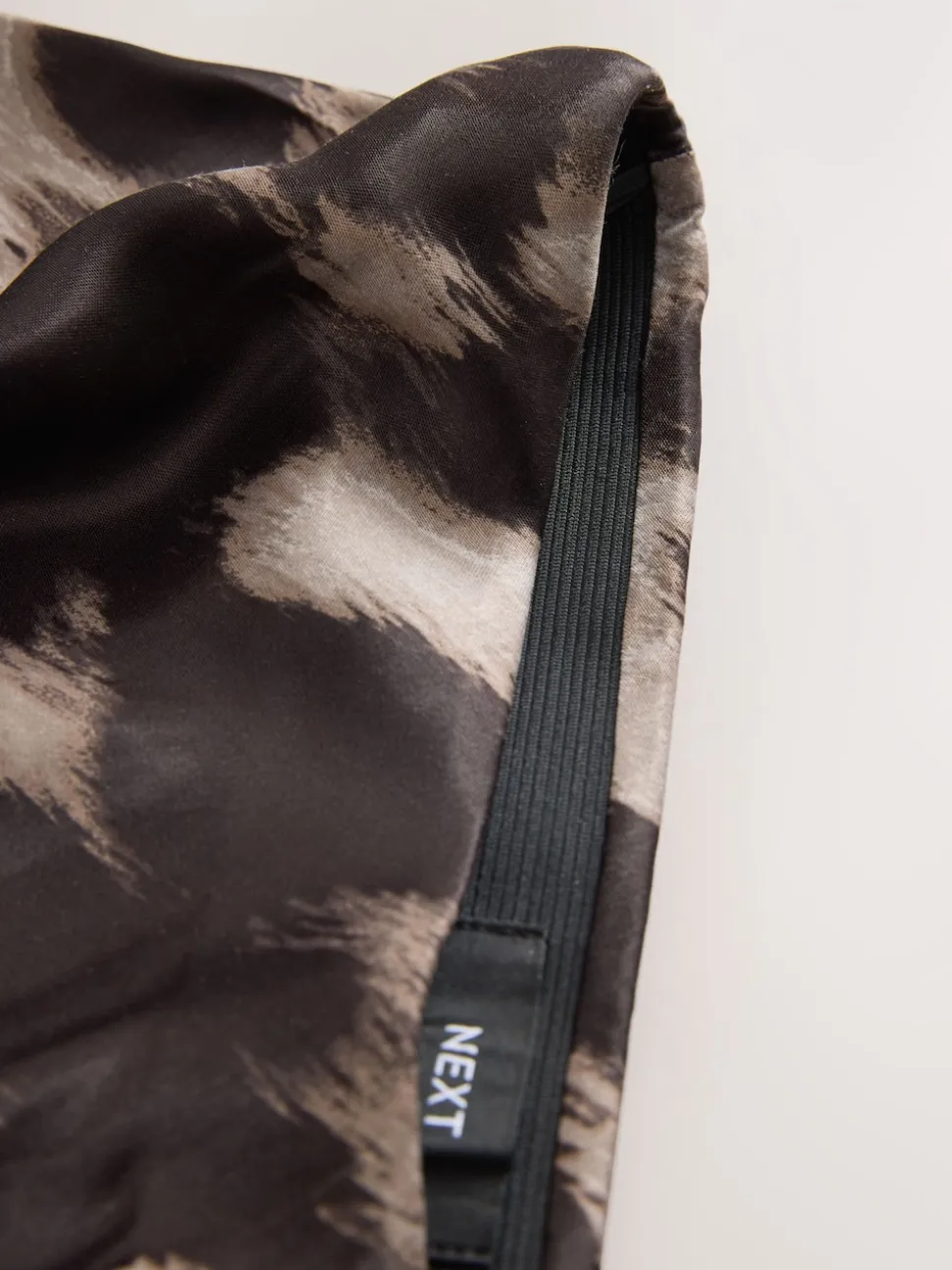 Brown Animal Print Satin Midi Skirt