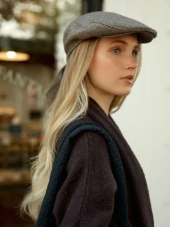 Brown Bow Back Flat Cap