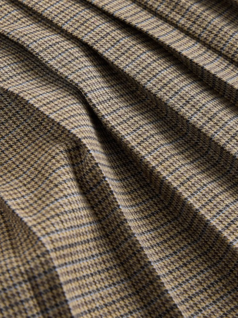 Brown Check Pleated Pull On Mini Skirt