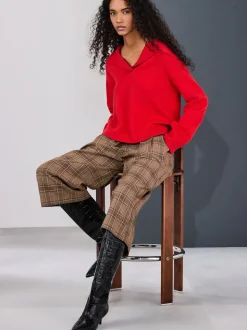 Brown Check Smart Culottes