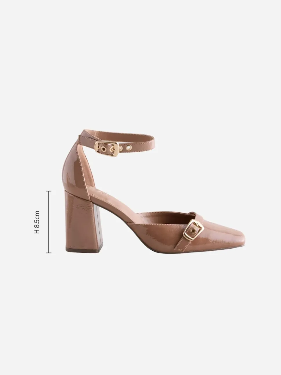 Brown Forever Comfort® Buckle Closed Toe Block Heels