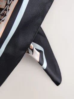 Brown Geometric Print Satin Square Scarf