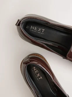 Brown Patent Standard/Wide Fit Forever Comfort® Slip On Clean Chunky Sole Loafers