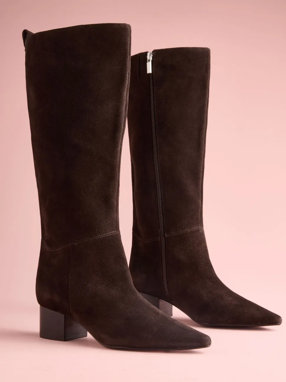 Brown Suede Tabitha Simmons x Next Cassidy Knee High Block Heel Boots