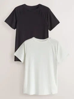 Brown/Cream Active Crew Neck Short Sleeve T-Shirts 2 Pack