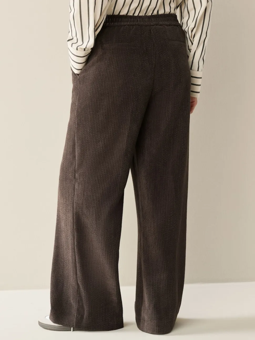 Brown/Khaki Wide Leg Soft Cord Trousers 2 Pack