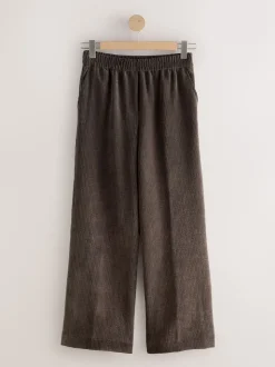 Brown/Khaki Wide Leg Soft Cord Trousers 2 Pack
