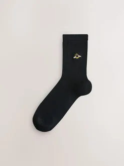 Bumble Bee Embroidered Motif Ankle Socks 4 Pack