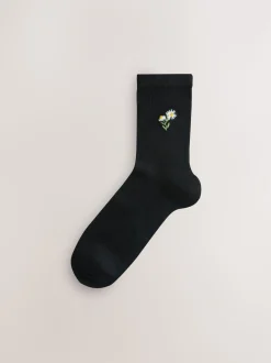 Bumble Bee Embroidered Motif Ankle Socks 4 Pack