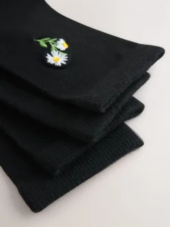 Bumble Bee Embroidered Motif Ankle Socks 4 Pack