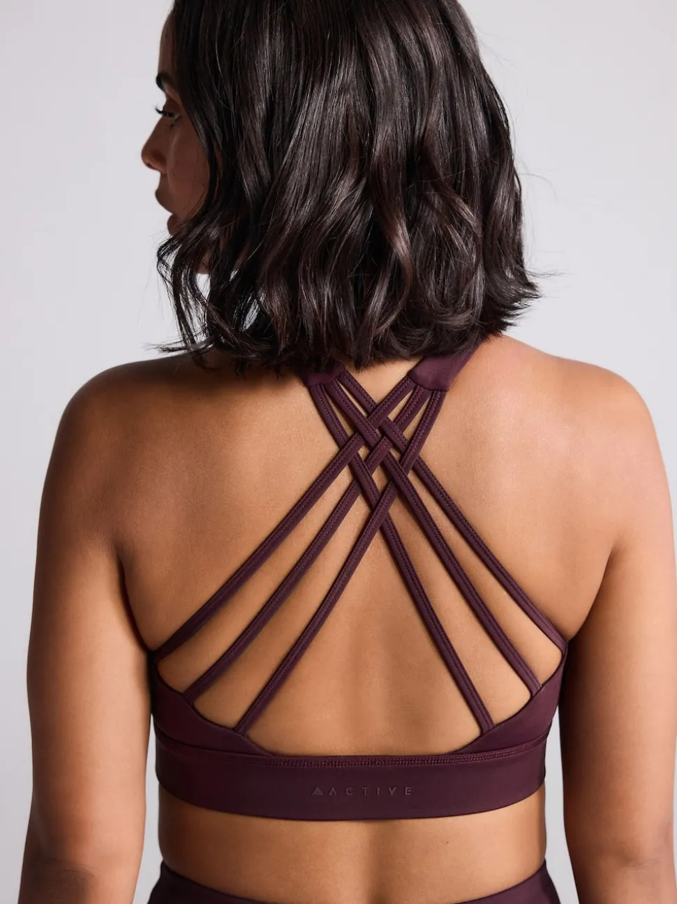 Burgundy Red Active Cross Back Sports Bra