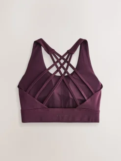 Burgundy Red Active Cross Back Sports Bra