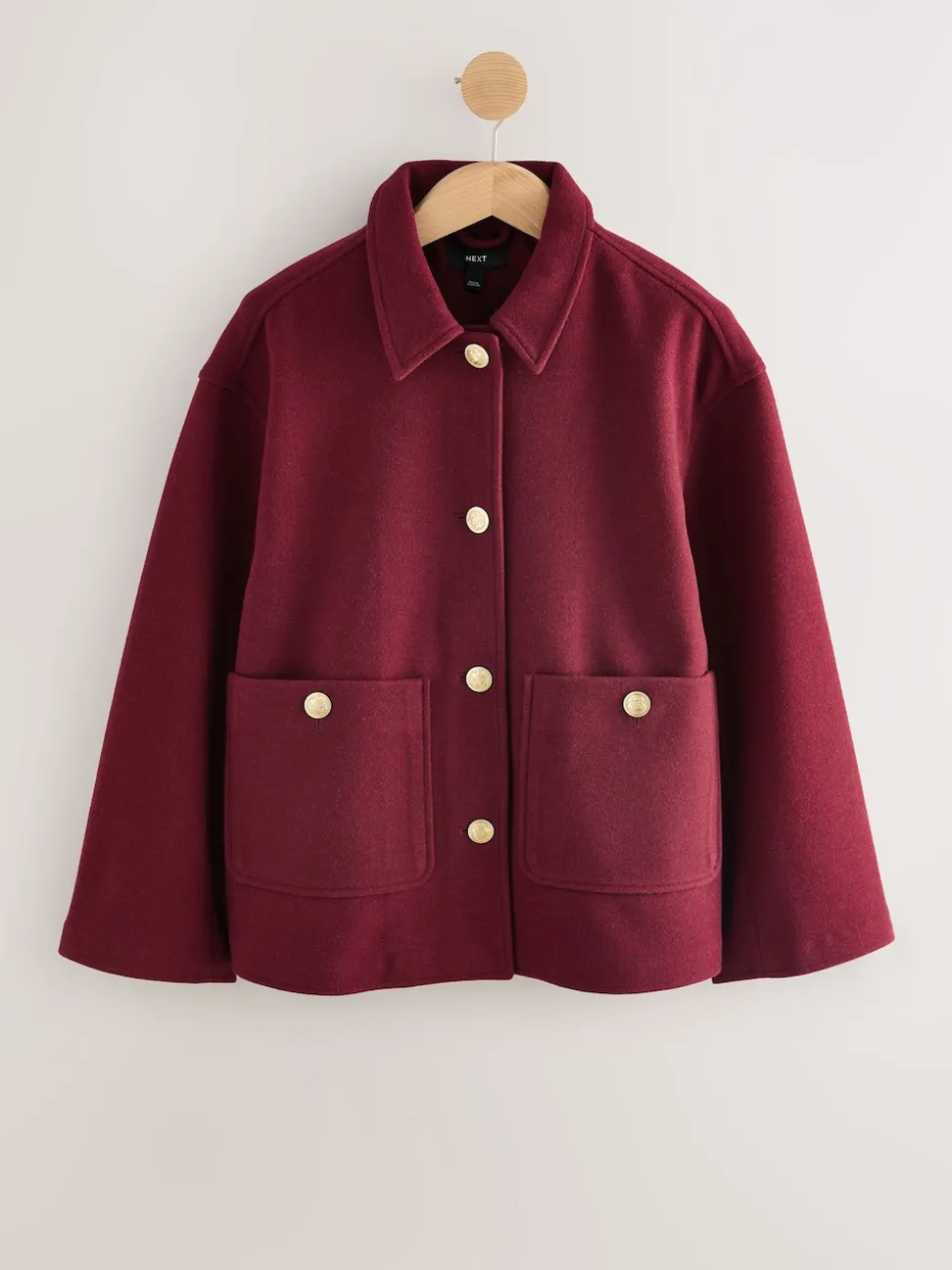 Burgundy Red Brushed Collared Jacket