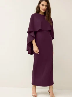 Burgundy Red Cape Maxi Dress