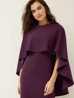 Burgundy Red Cape Maxi Dress