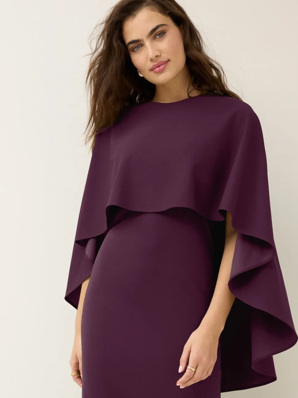 Burgundy Red Cape Maxi Dress
