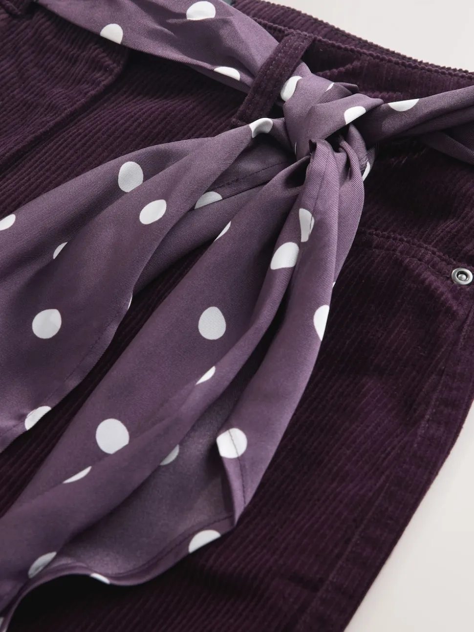 Burgundy Red Cord Wide Leg Trousers With Scarf