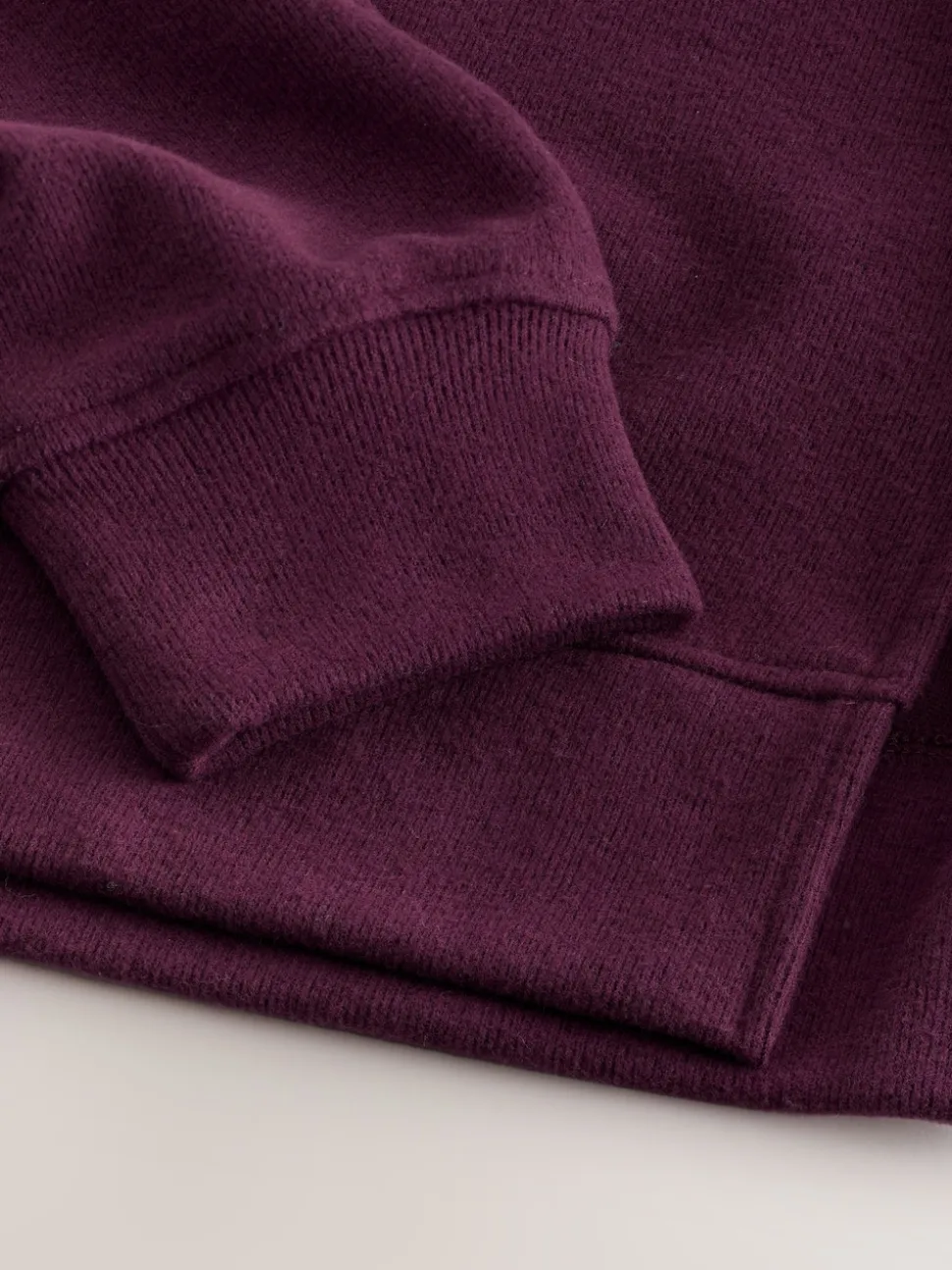 Burgundy Red Cosy Soft Touch Rib Overhead Hooded Jumper Sweatshirt