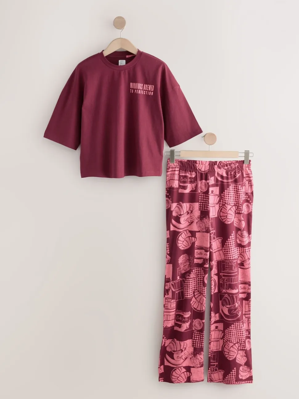 Burgundy Red Cotton Short Sleeve Pyjamas