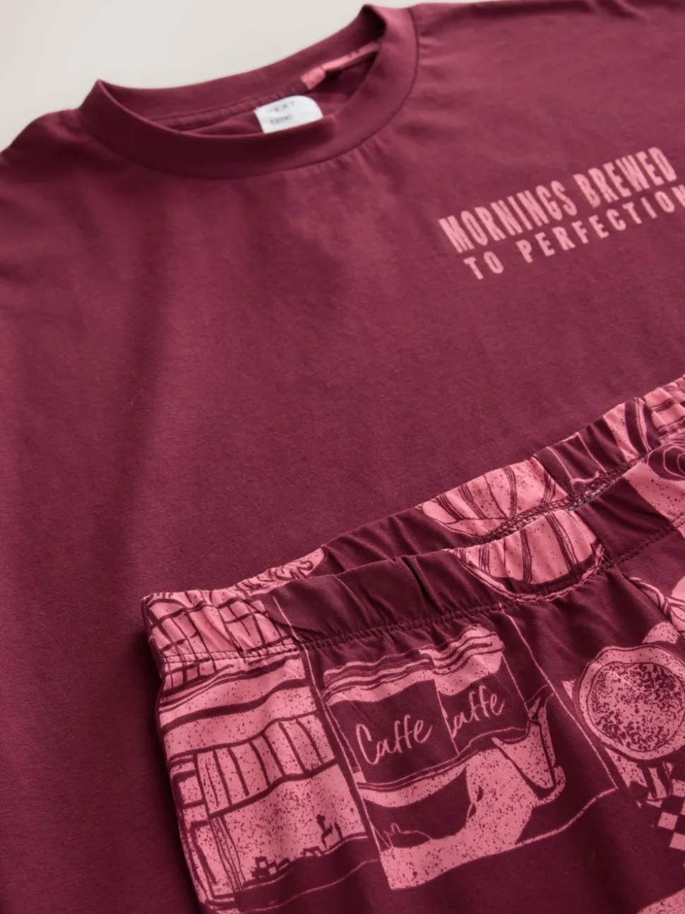 Burgundy Red Cotton Short Sleeve Pyjamas