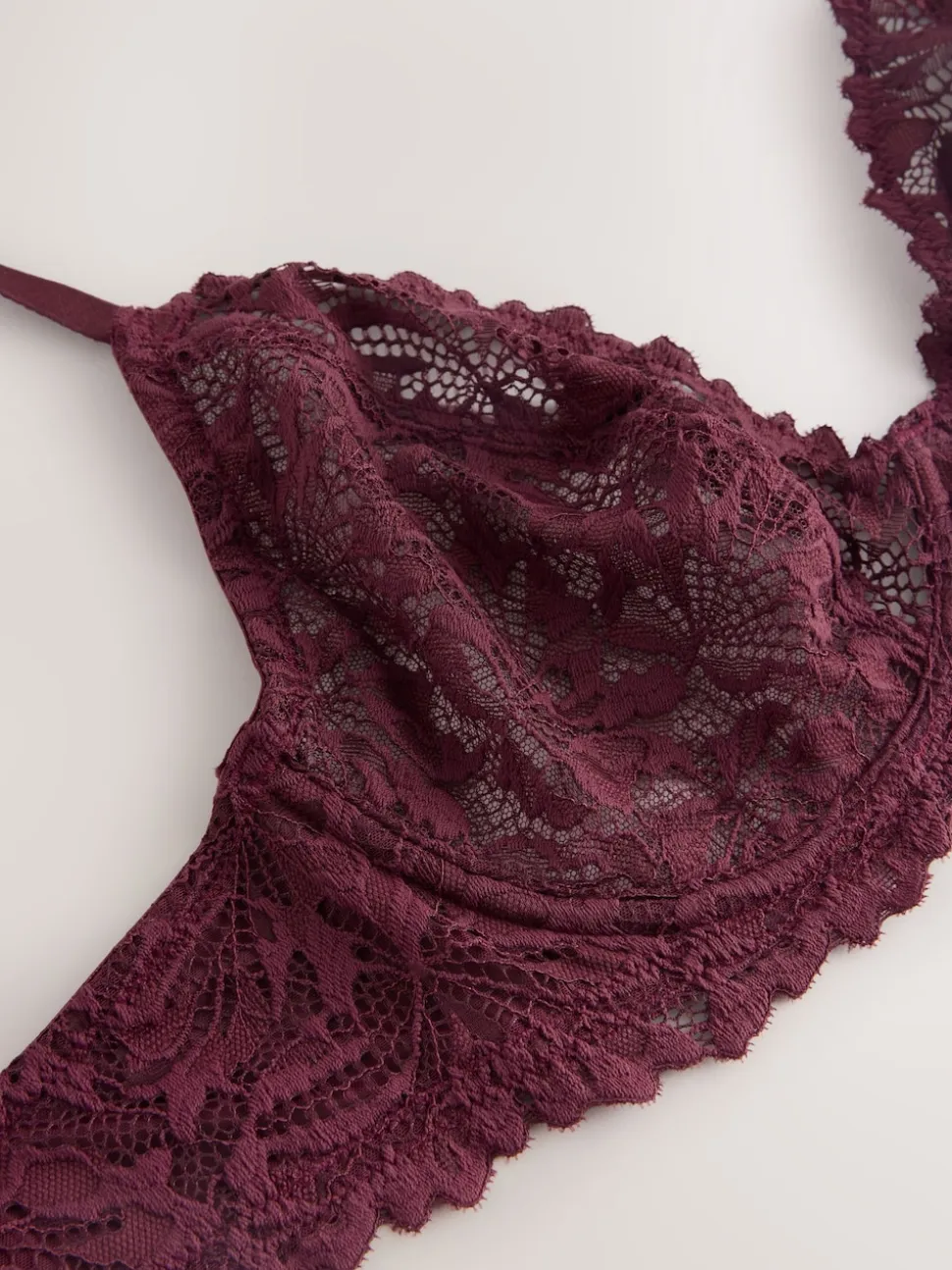 Burgundy Red DD+ Non Pad Plunge Lace Ultimate Comfort Bra