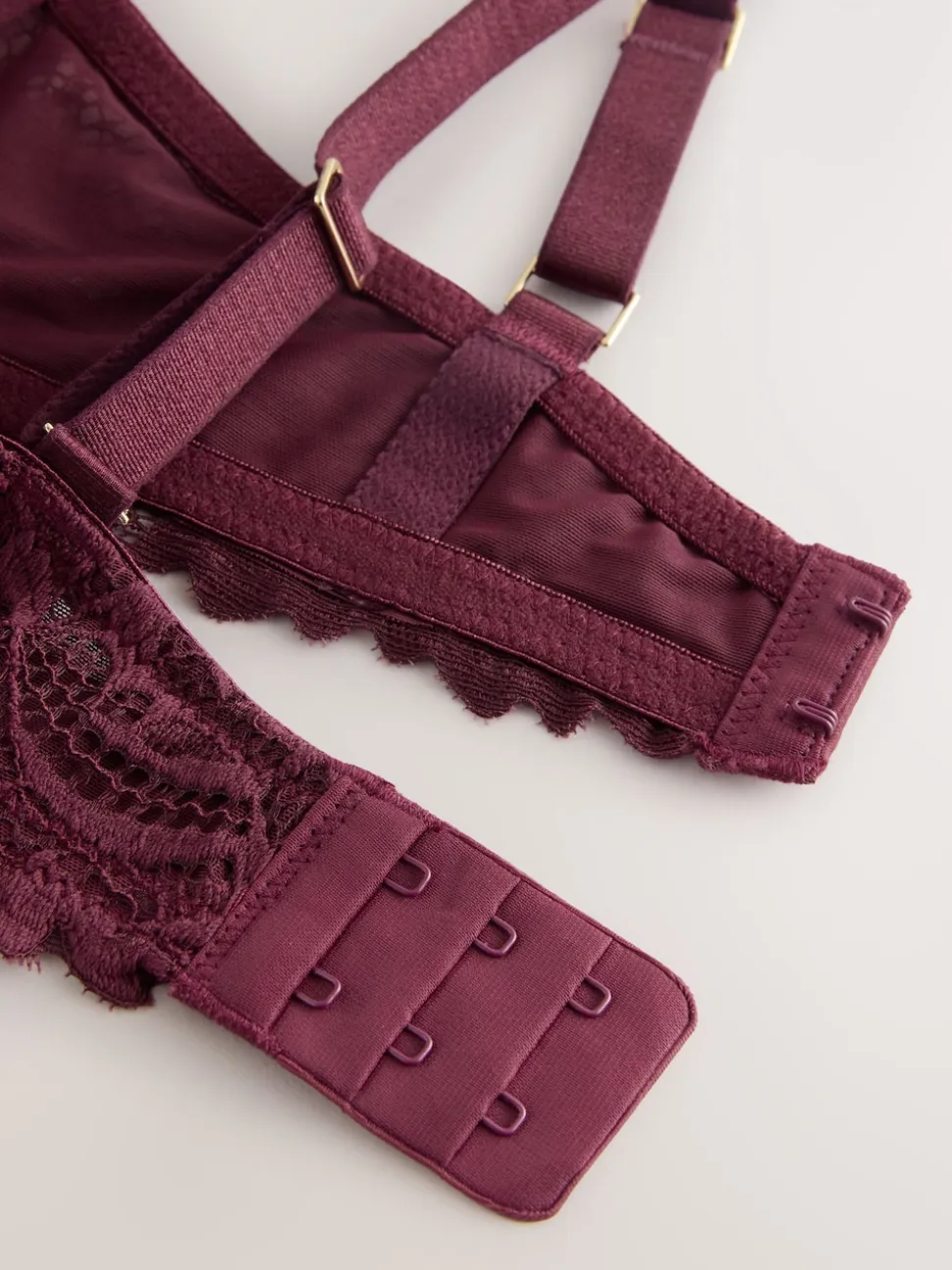 Burgundy Red DD+ Non Pad Plunge Lace Ultimate Comfort Bra