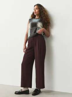 Burgundy Red Elastic Back Wide Leg Trousers