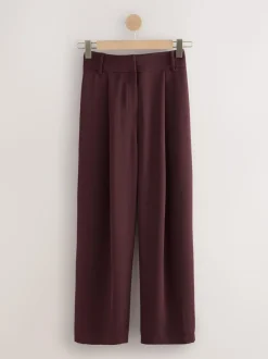Burgundy Red Elastic Back Wide Leg Trousers