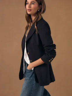 Burgundy Red Fitted Single Breasted Blazer