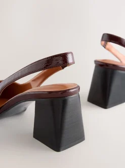 Burgundy Red Forever Comfort® Pointed Toe Slingback Block Heels