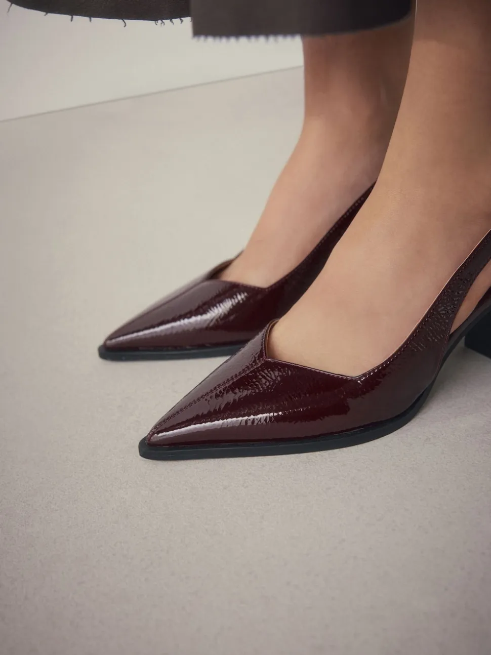 Burgundy Red Forever Comfort® Pointed Toe Slingback Block Heels