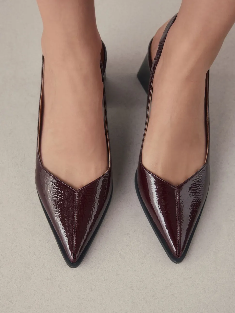 Burgundy Red Forever Comfort® Pointed Toe Slingback Block Heels