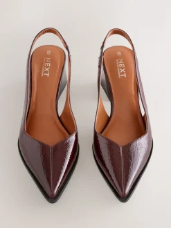 Burgundy Red Forever Comfort® Pointed Toe Slingback Block Heels