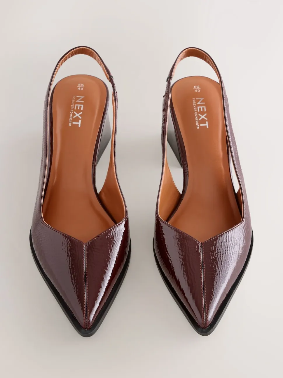 Burgundy Red Forever Comfort® Pointed Toe Slingback Block Heels