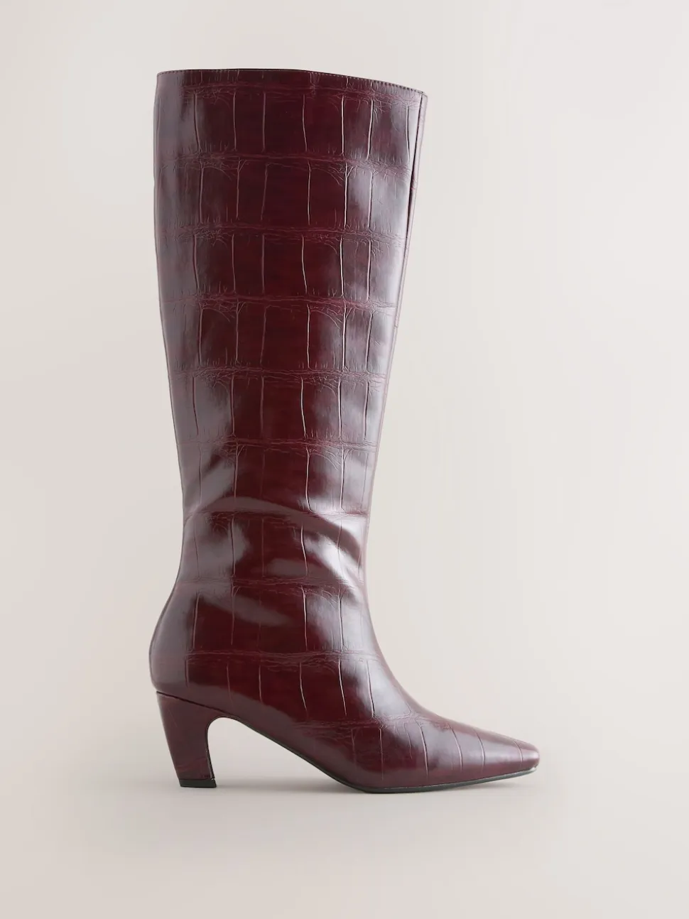 Burgundy Red Forever Comfort® Curved Heel Knee High Boots