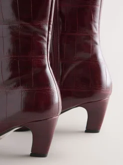 Burgundy Red Forever Comfort® Curved Heel Knee High Boots