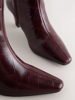 Burgundy Red Forever Comfort® Curved Heel Knee High Boots