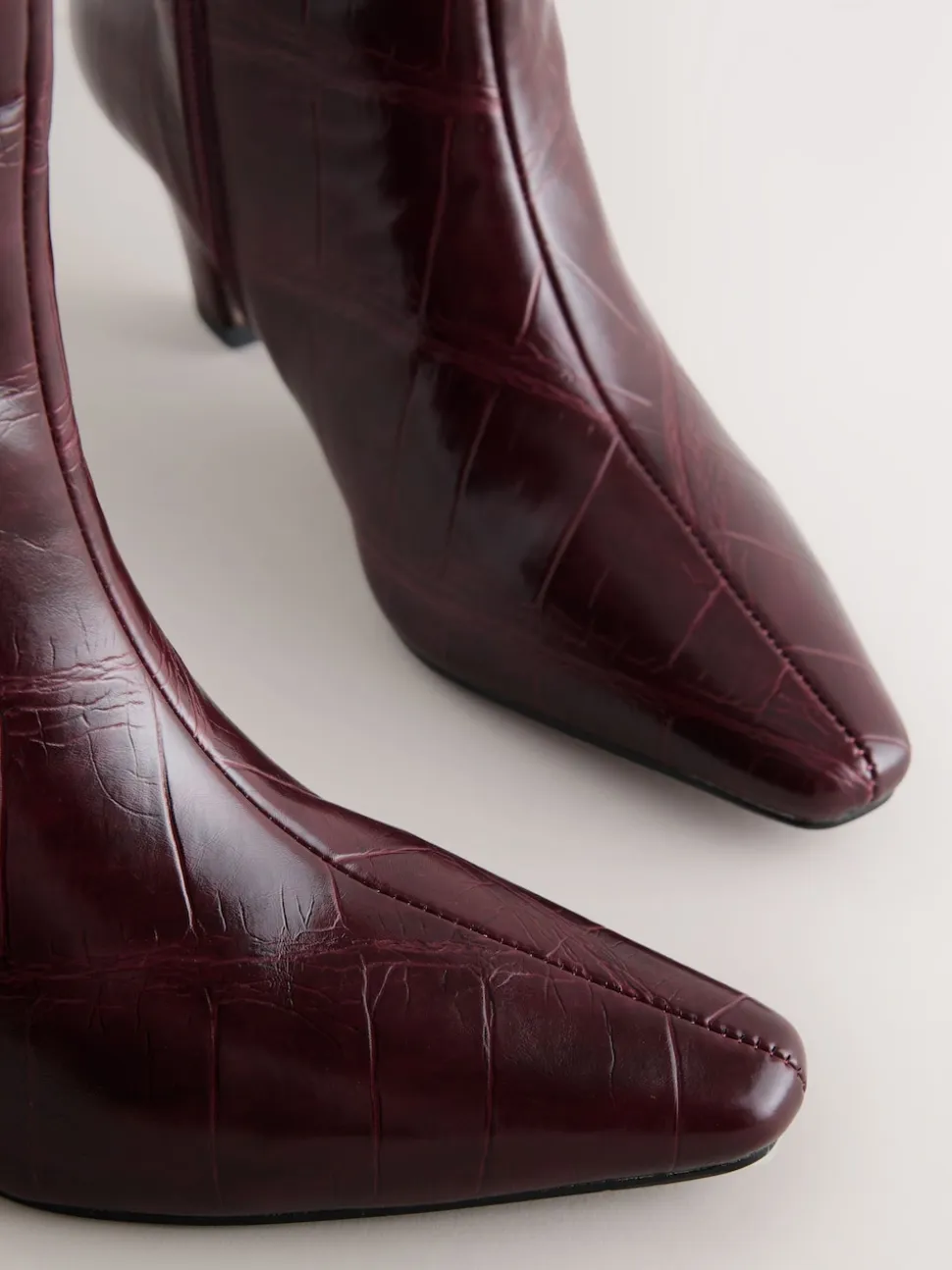 Burgundy Red Forever Comfort® Curved Heel Knee High Boots