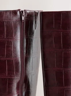 Burgundy Red Forever Comfort® Curved Heel Knee High Boots