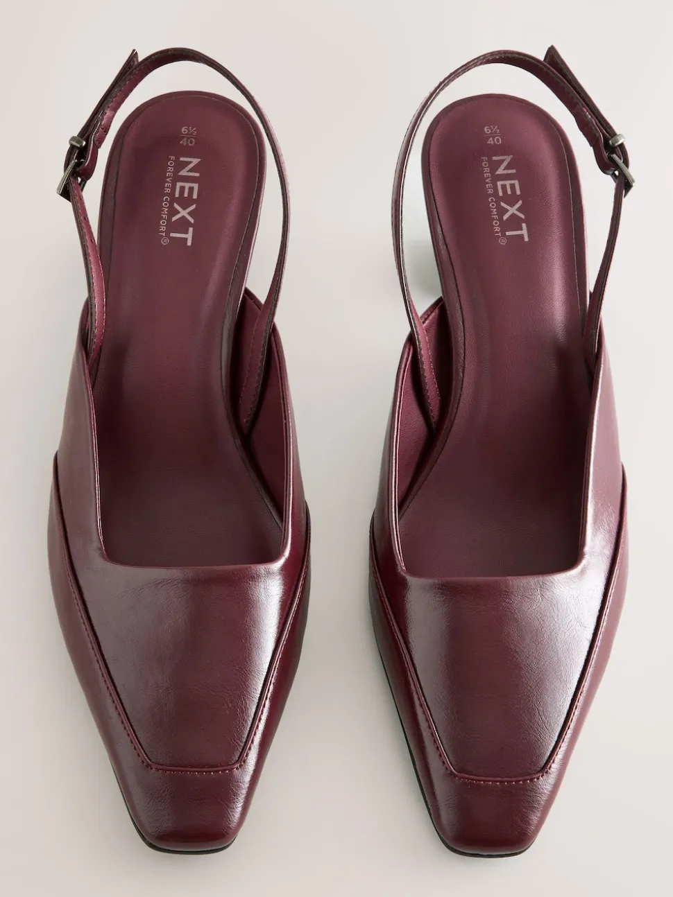 Burgundy Red Forever Comfort® Square Toe Slingback Heels