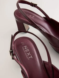 Burgundy Red Forever Comfort® Square Toe Slingback Heels
