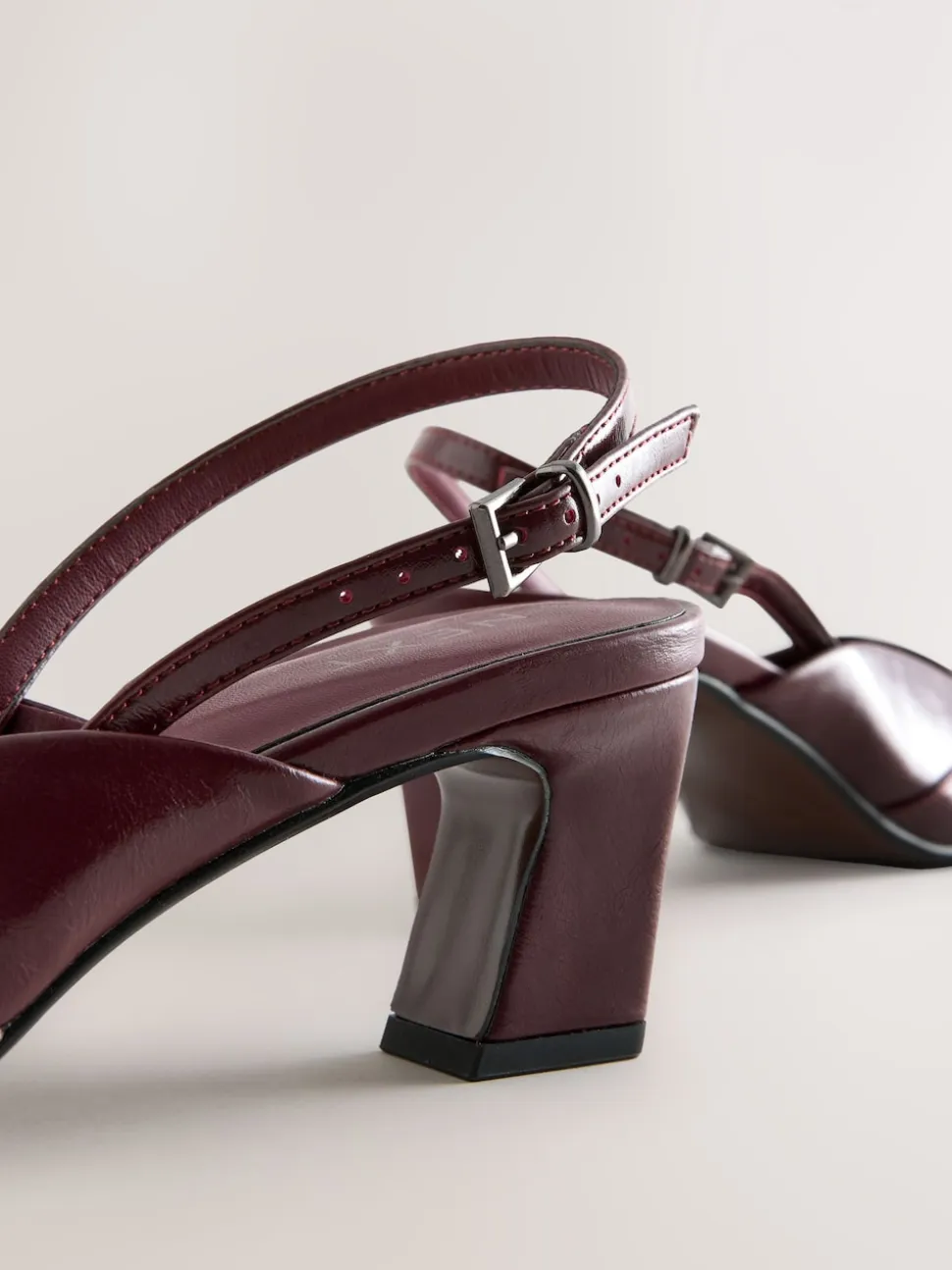 Burgundy Red Forever Comfort® Square Toe Slingback Heels