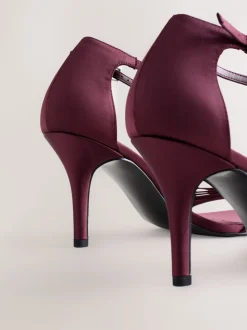 Burgundy Red Forever Comfort® Mini Satin Bow Heeled Sandals