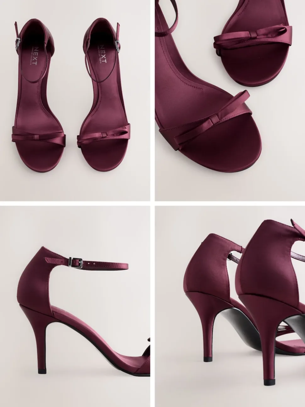 Burgundy Red Forever Comfort® Mini Satin Bow Heeled Sandals