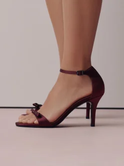 Burgundy Red Forever Comfort® Mini Satin Bow Heeled Sandals