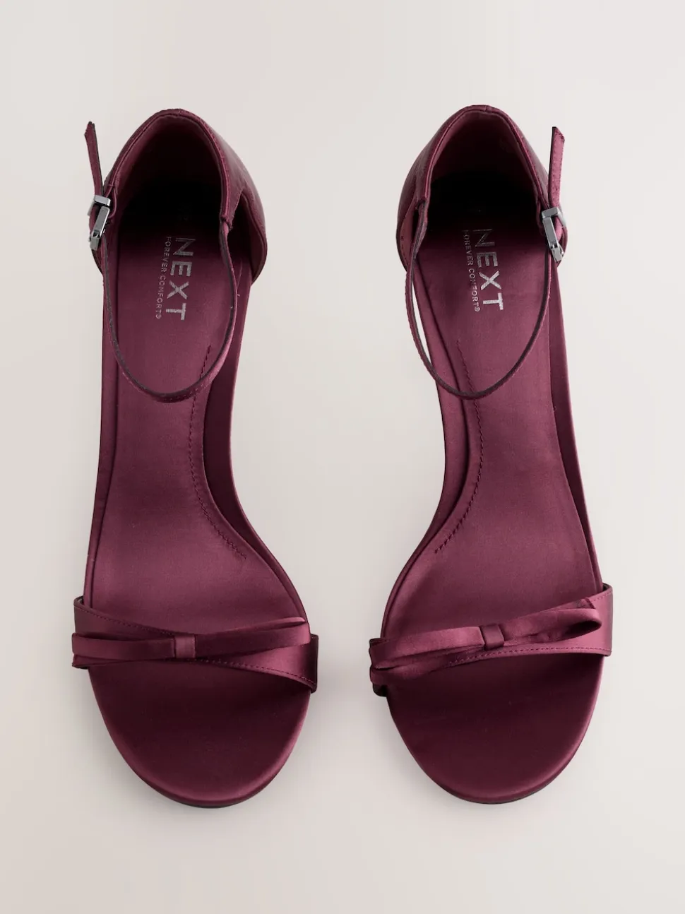 Burgundy Red Forever Comfort® Mini Satin Bow Heeled Sandals