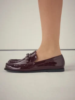 Burgundy Red Forever Comfort® Bow Detail Ruched Toe Loafers