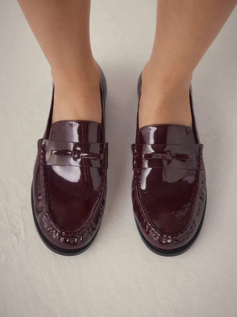 Burgundy Red Forever Comfort® Bow Detail Ruched Toe Loafers