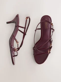 Burgundy Red Forever Comfort® Multi Buckle Strappy Kitten Heels