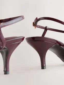 Burgundy Red Forever Comfort® Multi Buckle Strappy Kitten Heels